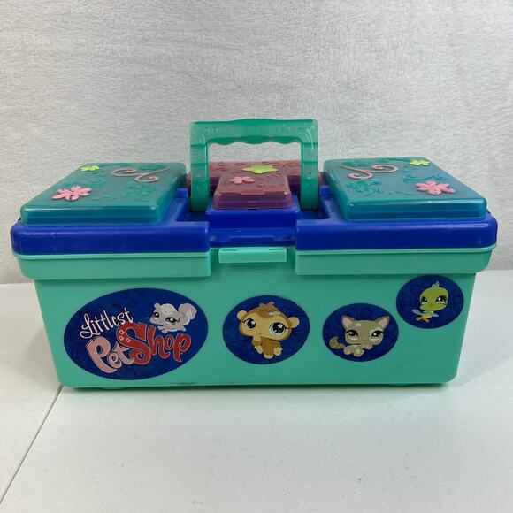 Littlest Pet Shop Storage Case Hasbro 2007 Toy Carry Box Teal Blue LPS Playset - Picture 2 of 11